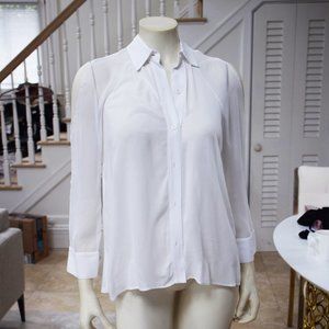 Alice and Olivia Cold Shoulder White Silk BlouseSX